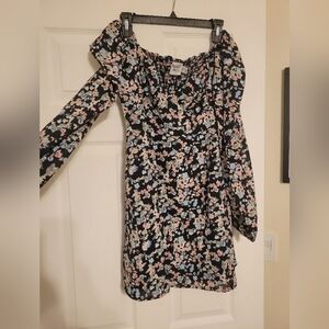 Princess Polly Kassie Long Sleeve Black Floral Dress- Size 12